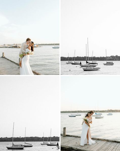 sittin’ on the dock of the bay Boat Dock Photoshoot, Dock Engagement Photos, Dock Photoshoot, Dock Of The Bay, Lighthouse Photos, Boat Dock, Photo Inspo, Engagement Photo, Intimate Wedding