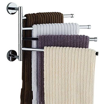 Bekith 16 inch Wall-Mounted Stainless Steel Swivel Bars B... Bathroom Holder, Wall Mounted Bathroom Storage, Wall Mounted Towel Rack, Decorating Bathroom, Chrome Bathroom, Bathroom Towel Bar, Bathroom Storage Organization, Towel Rack Bathroom, Towel Storage