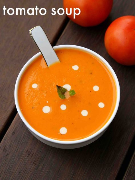 tomato soup recipe | cream of tomato soup | tomatoe soup recipe Tomatoe Soup, Veg Soup Recipes, Creamy Soup Recipes, Cream Of Tomato, Cream Of Tomato Soup, Tomato Soup Recipe, Veg Soup, Breakfast Recipes Indian, Chaat Recipe