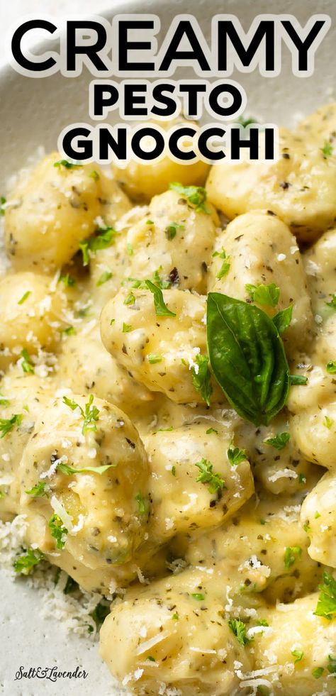 Creamy Sausage And Gnocchi, Creamy Parmesan Gnocchi, Pesto Sausage Gnocchi, Pesto Gnocchi With Shrimp, Gnocchi Sides Recipes, Gnocchi Veggie Recipes, Easy Sauce For Gnocchi, Gnocchi Pomodoro Sauce, Gnocchi With Pesto Sauce