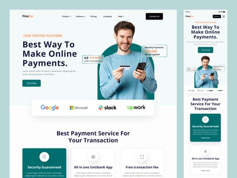 Finance Website Design, Finance Website, Games Photography, Website Landing Page, Ui Design Website, Website Design Ideas, Web Business, Wordpress Website Design, Online Banking