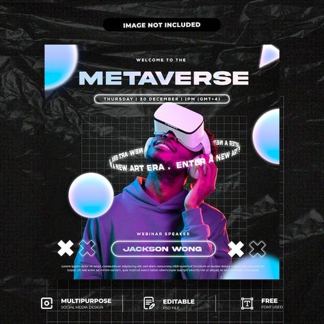 Tech Posters Design, Metaverse Design Graphic, Metaverse Design Poster, Metaverse Poster Design, Holographic Design Graphics, Holographic Poster Design, Futuristic Social Media Design, Tech Social Media Post, Holographic Graphic Design