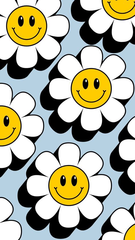 Smiley World Wallpaper, Blue Smiley Face Wallpaper, Smile Face Wallpaper, Smiley Faces Wallpaper, Sunflower Smiley Face, Smiley Face Background, Smiley Wallpapers, Bff Wallpaper, Vintage Smiley Face