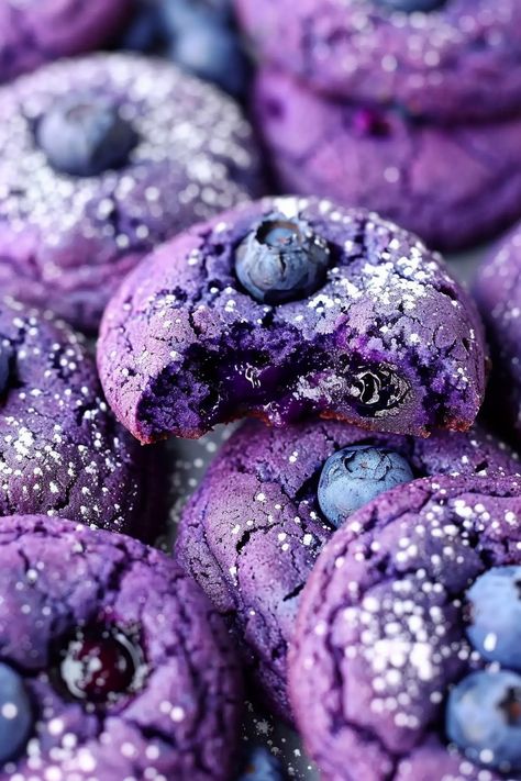 Blueberry Heaven Cookies - Blueberry Lemon Frost Cookies, Blueberry Appetizer, Grape Cookies, Blueberry Sugar Cookies, Cookies With Filling, Recipes Of Desserts, Cookie Of The Month, Kitchen Witch Decor, Blueberry Oatmeal Cookies