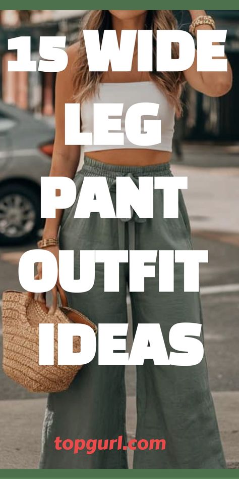 15 Fabulous Wide Leg Pant Outfit Ideas That’ll Make You Ditch Your Skinny Jeans Outfits With High Waisted Pants, Casual Paperbag Pants Outfit, Spring Outfits Wide Leg Pants, Outfits With Paper Bag Pants, Wide Leg Pants Spring Outfit, Women’s Pants Outfit, Shirts For Wide Leg Pants, Super Wide Leg Pants Outfit, Twill Pants Women Outfit