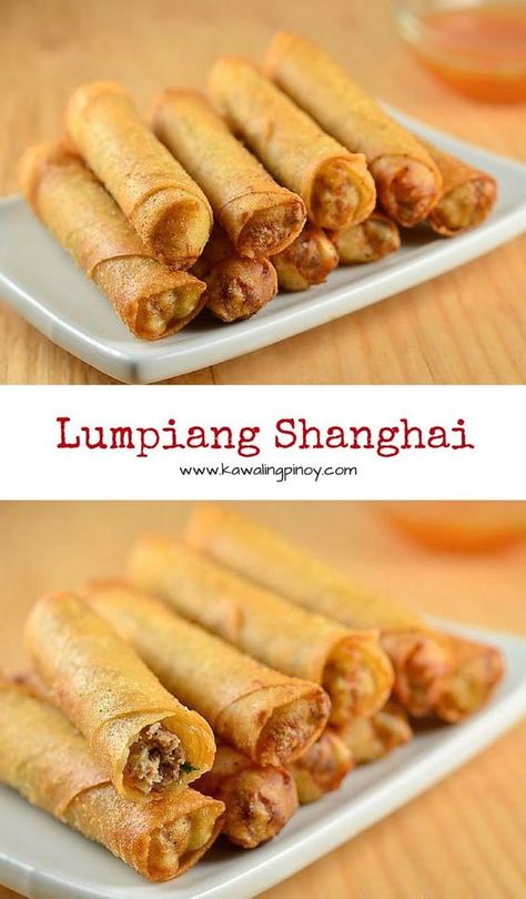 Pilipino Recipe, Lumpiang Shanghai, Artisan Rolls, Kawaling Pinoy, Lumpia Recipe, Chicken Spring Rolls, Filipino Dish, Mapo Tofu, Water Chestnuts