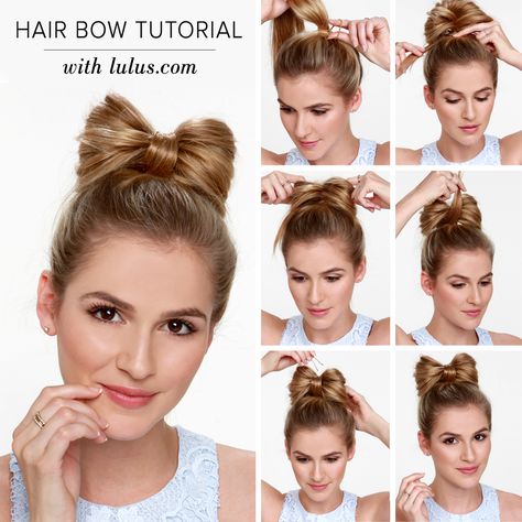 There just might be a new beau in your life when you try out this adorable Hair Bow Tutorial! Find the full tutorial on the LuLu*s blog now! Hairstyles With Bows, Girl Hair Dos, Kid Hair, Sophisticated Hairstyles, Hair Bow Tutorial, Wacky Hair Days, Crazy Hair Day, Wacky Hair, Bow Hairstyle