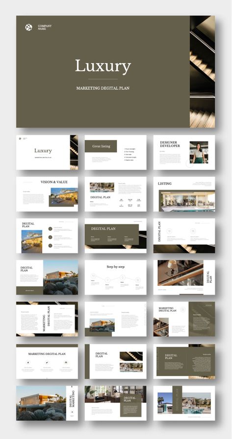 Luxury Presentation Layout Design, Hotel Presentation Design, Real Estate Presentation Design, Hotel Presentation, Marketing Plan Presentation, Luxury Template, Background Presentation, Real Estate Marketing Plan, Presentation Background