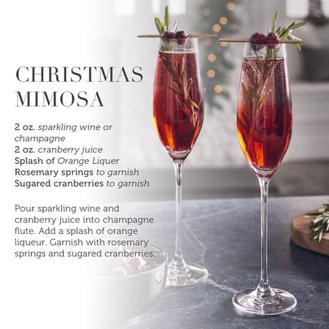 Holiday Mimosas, Mimosa Drink, Xmas Drinks, Mimosa Cocktail, Champagne Drinks, Mimosa Recipe, Sugared Cranberries, Christmas Morning Breakfast, Christmas Mimosa