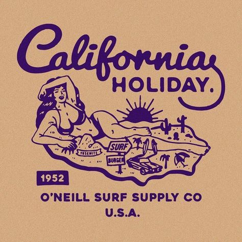 Vintage Branding Design, California Artwork, Illustration Design Graphique, Drawing Lettering, Matchbook Art, Art Lifestyle, Vintage California, Vintage Graphic Design, Badge Design