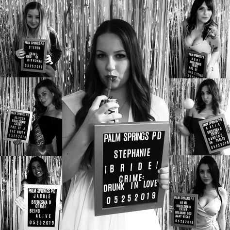 Bachelorette Party Fun! #mugshots #bachelorettepartyideas #bachelorettepartymugshots Jail Themed Bachelorette Party, Black And White Bachelorette Party, Black Bachelorette Party, White Bachelorette, Bach Weekend, Rock N Roll Wedding, Spy Party, Bridal Bachelorette Party, Bachelorette Trip