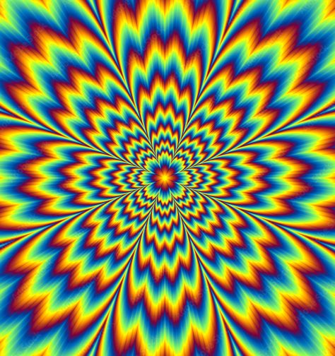 Pulsating Flower Illusions - Mental Bomb Illusion Art Colorful, Illusion Art Creative, Illusion Wallpaper, Stim Board, Trippy Gif, Optical Illusion Wallpaper, Cool Illusions, Wallpaper Computer, Make Tattoo