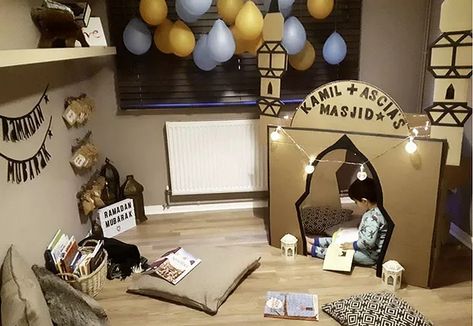 Kid's Ramadan Mini Masjid Ideas | Eid Collective Muslim Prayer Room Ideas, Muslim Parenting, Muslim Kids Activities, Calendar Activities, Islamic Kids Activities, Ramadan Kids, Ramadan Kareem Decoration, Eid Crafts, Ramadan Activities