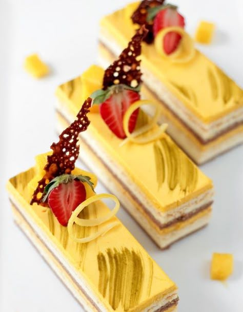 Mango Entremet, Entremet Recipe, Coconut Cream Cake, Patisserie Fine, Mango Cake, Gourmet Desserts, Beautiful Desserts, Fancy Desserts, Chocolate Coconut