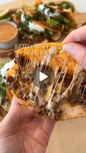 Keto Besties Ideas🌱🥑🌱 on Instagram: "KETO CRISPY CHEESY BEEF TACOS 🌮 by @moribyan   Get the full recipe here: https://moribyan.com/crispy-cheesy-ground-beef-tacos/  GROUND BEEF • 1 pound ground beef, 90/10 or 85/15 • 1 tablespoon olive oil • 2 teaspoons minced garlic • 2 teaspoons chili powder • 1 teaspoon coriander • 3/4 teaspoon salt or to taste • 1 teaspoon smoked paprika • 1 teaspoon cumin • 1 teaspoon oregano • 1/2 teaspoon black pepper • 1/4 teaspoon onion powder • 1/4 cup tomato sauce • 1 tablespoon cilantro, finely chopped   FOR ASSEMBLY • small flour or corn tortillas, for tacos • oil, for frying tacos • shredded Monterey Jack cheese • avocado • shredded lettuce • sour cream • tomatoes • pickled jalapeños  INSTRUCTIONS: MAKE THE GROUND BEEF • In a pan over medium heat, add oli Corn Tortillas For Tacos, Besties Ideas, Fried Tacos, Mini Tacos, Crispy Cheese, Beef Tacos, Ground Beef Tacos, Fried Beef, Pickling Jalapenos