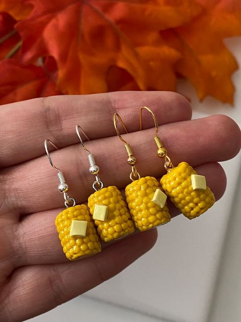 MannysMiniatures - Etsy Silly Earrings, Corn Earrings, Crazy Earrings, Mexican Earrings, Polymer Earrings, Food Earrings, Funky Earrings, Miniature Things, Corn On The Cob