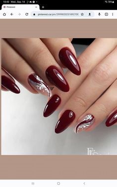 #fashion, #style, #outfitinspiration, #beauty Maroon Acrylic Nails, Maroon Nail Art, Maroon Nail Designs, Maroon Nail, Burgundy Acrylic Nails, Nail Designs Ideas, Maroon Nails, Beauty Hacks Nails, Gold Nail Art