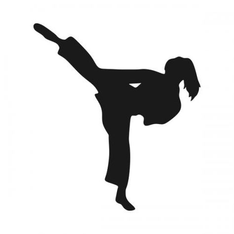 Karate Tattoo Ideas, Taekwondo Tattoo Ideas, Taekwondo Silhouette, Karate Images, Karate Tattoos, Taekwondo Art, Karate Picture, Cuttable Designs, Taekwondo Girl