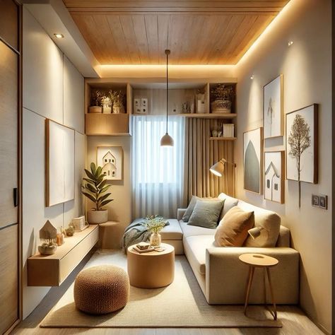 Warm and inviting neutral-colored cozy interior design with soft textures, natural accents, and serene ambiance 🪴🛋️ Earth Tone Minimalist Living Room, Cozy House Interior, Modern Cozy House, Cozy Interiors, Relaxing Environment, Simple Artwork, Cozy Spaces, Small Space Design, Warm Lighting