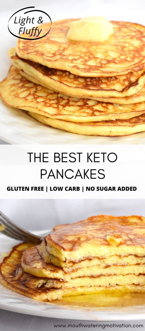 The Best Keto Pancakes! These perfect fluffy and soft pancakes are my go-to low carb breakfast. They are NOT cream cheese pancakes! These are based off of my favourite original pancake recipe and according to my brother (the pickiest eater), these taste just like the real thing! #ketopancakesrecipe #thebestketopancakes #ketopancakes #ketoalmondflourpancakes #ketobreakfastideas Best Keto Pancakes, Low Carb Pancake Recipe, Low Fat Low Carb, Pancake Toppings, Low Carb Pancakes, Flour Pancakes, Keto Lasagna, Keto Pancakes, Low Carb Low Sugar