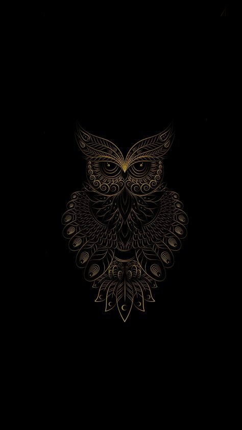 Golden Owl Wallpaper, Owl Art Wallpaper, Mandala Art Wallpaper, Infinite Wallpaper, Owl Wallpaper Iphone, Owl Wallpapers, Owl Background, Buddhism Wallpaper, Small Chest Tattoos