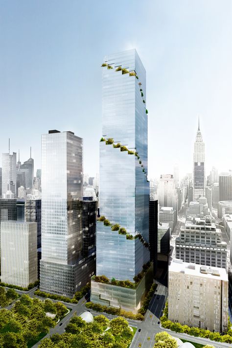 Big Architects, Green Terrace, Future Architecture, Famous Architecture, Bjarke Ingels, Office Tower, Skyscraper Architecture, Tower Building, Hudson Yards