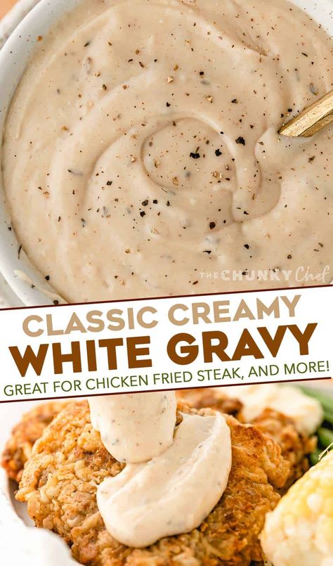 Fried Chicken Mashed Potatoes And Gravy, Pepper Gravy Recipe White, Spicy Chicken Gravy Recipe, White Chicken Gravy, Peppered Gravy Recipe, White Chicken Gravy Recipe, Country Style Gravy, Southern White Gravy, White Gravy Recipe Easy