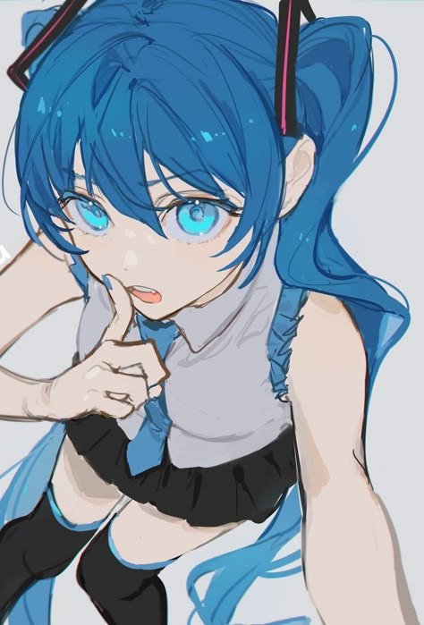 Miku Hatsune, Reference Poses, An Anime, Hatsune Miku, Blue Hair, Pose Reference, Vocaloid, Art Stuff, Anime Drawings