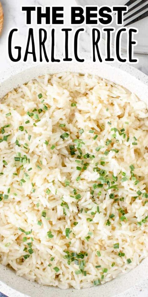 Baked White Rice, Garlic Rice Recipe, Garlic Rice Recipes, Garlic Butter Rice, Dinner For Tonight, Make Garlic Butter, White Rice Recipes, Oven Air Fryer, Garlic Rice