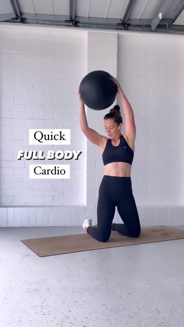 Tanya Poppett on Instagram: "WALL BALL WORKOUT 💪🏻 Weaving in some lateral moves and some rotation into this one as they can often be forgotten in our gym workouts 💃🏻 Grab light to medium ball (mine is 8 kg). Try 10 reps of each move as a 12 minute AMRAP for a quick cardio set. ✖️Lateral Ball Slams ✖️Sit-Up Thruster ✖️Lateral Lunge ✖️Rainbow Slams ✖️Kanga Squats #fullbodyworkout #wallball #slamballworkout #wallballworkout #cardioworkout #kmartaus #conditioningworkout #funcardio" Wall Ball Exercises, Wallball Workout, Wall Ball Workout, Slamball Workout, Slam Ball Workout, Ball Workouts, Slam Ball, Full Body Cardio, Ball Workout