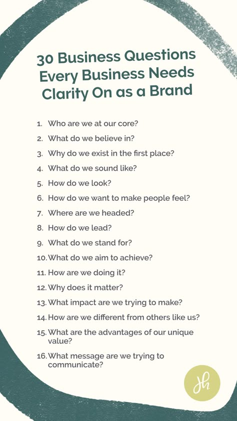 30 Brand Strategy Questions all Business Owners need to Answer Questions For Small Business Owners, Business Plan Questions, Questions For Business Owners, Business Questions Entrepreneur, Questions To Ask When Starting A Business, Brand Identity Questions, How To Brand Yourself, How To Build A Brand, Business Questions To Ask