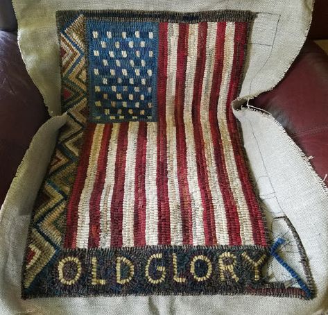 With Hook and Needle Patriotic Hooked Rugs, Primitive Rug Hooking Patterns, Primitive Hooked Rugs, Rupert Penry Jones, Rug Hooking Patterns Primitive, Punch Rug, Wool Rug Hooking, Hooking Rugs, Patriotic Home Decor