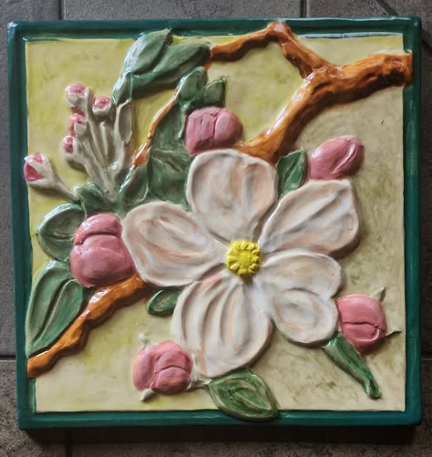 How I Make a Plaster Mold for My Relief Ceramic Art Tiles – Mendocino Tileworks Pink Ceramic Tile, Apple Tree Blossoms, Relief Ceramic, Ceramic Wall Art Tiles, Pretty Tiles, Tree Blossom, Ceramic Tile Art, Accent Tiles, Frame 3d