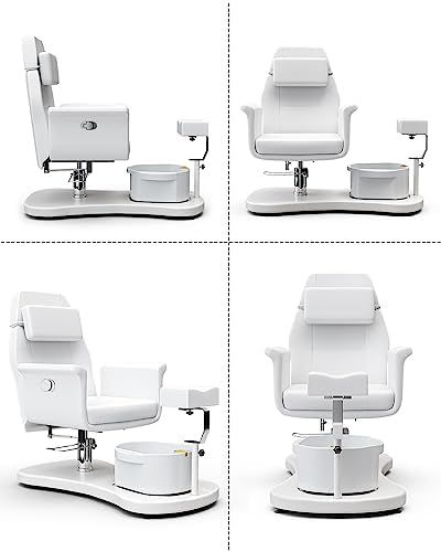 Pedicure Station, Pedicure Chair, Foot Spa, Plumbing, Recliner, Spa, Bowl, White, Beauty