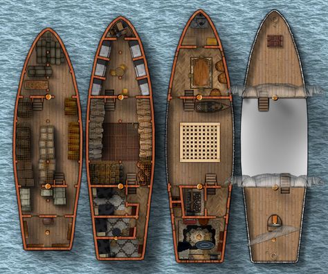 Ship Maps Dnd, Dnd Ship Map, Dnd Ship Battle Map, Dnd Pirate Ship Battle Map, Pirate Ship Interior Layout, Ship Layout, Dnd Ship, Dnd Shipwreck Map, Boat Battlemaps