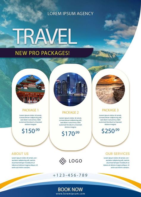 Travel Agency/Travel Packages/ Tourism Company Promotional Flyer Poster/Graphic Design by Techcreeds Travel Agency Packages, Travel Agency Poster Graphic Design, Travel Poster Design Ideas, Travel Packages Poster, Travel And Tourism Poster Design, Tourism Poster Design Graphics, Tour And Travel Poster, Company Poster Design, Tourism Poster Design