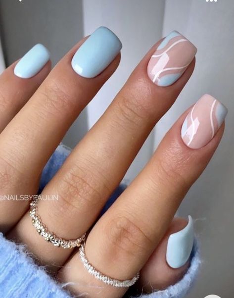 Blue Gel Nails, Baby Blue Nails, Nagel Tips, Smink Inspiration, Simple Gel Nails, Summery Nails, Casual Nails, Blue Nail Designs, Cute Gel Nails