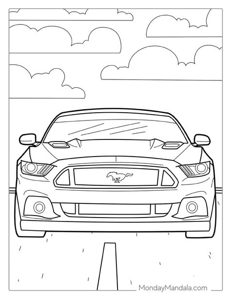 Car Coloring Pages, Cars Coloring, Stitch Coloring Pages, Reward Charts, Space Coloring Pages, Mustang Car, Car Themed Parties, Rainbow Canvas, Car Drawing