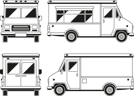 Food Truck Layout, Food Truck Template, Truck Blueprint, Truck Side View, Juice Truck, Truck Template, Trucks For Sell, Bbq Food Truck, Coffee Food Truck