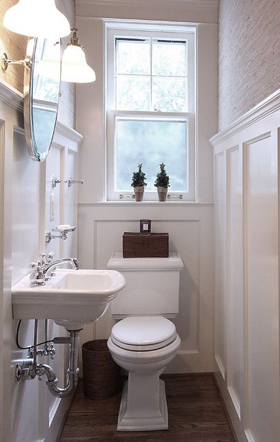 Tiny Powder Room - Traditional - Powder Room - DC Metro - by NVS Kitchen and Bath | Houzz Traditional Powder Room Design, Small Powder Rooms, Bathrooms Renovations, Tiny Half Bath, Traditional Powder Room, Tiny Powder Rooms, Tiny Powder Room, Small Downstairs Toilet, Half Bath Remodel