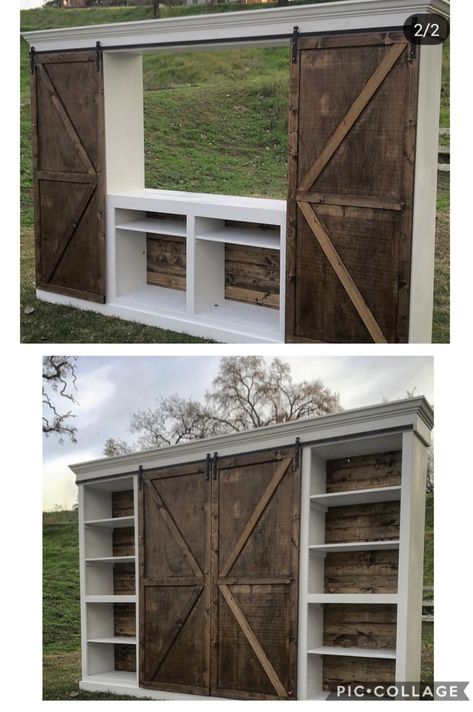 Barn door tv console