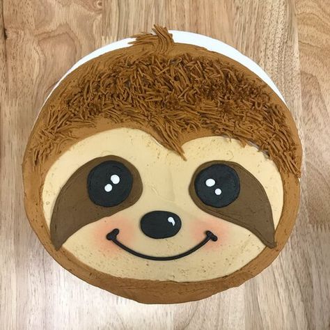 Animal Cakes — The Original Goodie Shop Sloth Cake, Sloth Cakes, Round Birthday Cakes, Cake Decorating Party, Violet Cakes, Face Cake, Sloth Birthday, Tea Cup Cake, Monkey Cake