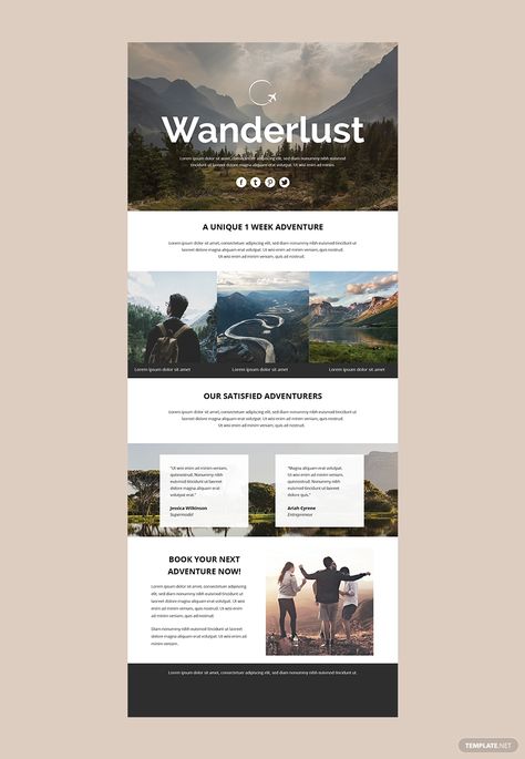 Email Blog Design, Travel Newsletter Design Inspiration, Company Newsletter Template, Travel Email Marketing Design, Newsletter Inspiration Design, Travel Email Design, Html Ideas, Newsletter Ideas Design, Modern Newsletter Design