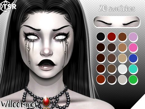 Sims 4 Cc Goth Makeup, Sims 4 Goth Makeup, Sims 4 Cc Eyebrows, Sims Eyebrows, Alt Sims, Goth Eyebrows, Creepy Doll Makeup, Sims 4 Cc Goth, Imvu Edits