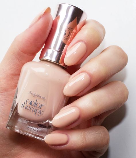 Sally Hansen's Re-Nude Sheer Nail Polish, Ongles Gel French, Sally Hansen Color Therapy, Gel Nails Long, Sally Hansen Nail Polish, Sheer Nails, Sally Hansen Nails, Fall Manicure, Beige Nails