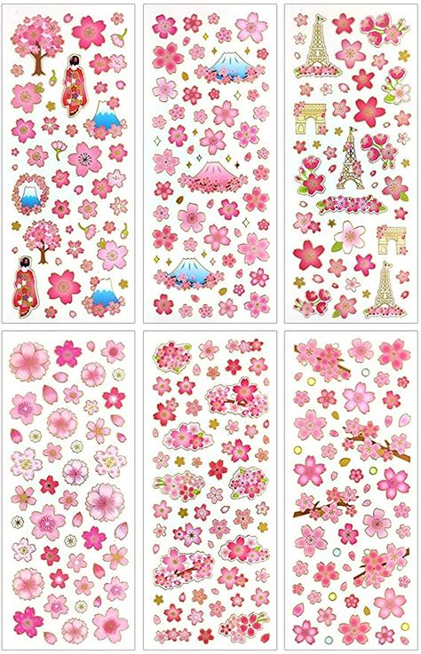 Sakura Stickers, Printable Paper Patterns, Japanese Cherry Blossoms, Sticker Machine, Japanese Cherry Blossom, Kids Toy Gifts, Mount Fuji, Kawaii Stickers, Cherry Tree