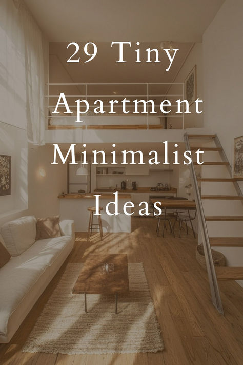 Maximize style in a small space with these 29 minimalist design ideas! From multi-functional furniture to neutral palettes and clean lines, these tips create a streamlined, modern look that makes your apartment feel more spacious. 🌞✨ #SmallSpaceLiving #MinimalistStyle Interior Design Minimalist Small Spaces, Tiny House Solutions Space Saving, Micro Apartment Interior Design, Interior Design 1 Room Apartment, Tiny Space Design, One Space Apartment, Studio Apartment Mid Century Modern, Condo Small Space Ideas, Small Flat Aesthetic