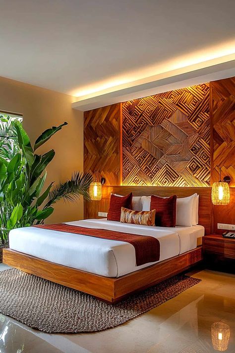 42 Bali Style Bedroom Ideas (Create the Ultimate Tropical Getaway at Home) Balinese Bedroom Ideas, Bali Bedroom Ideas, Bedroom Bali Style, Hawaii Hotel Room, Bali Hotel Room, Bali Style Bedroom, 5 Star Hotel Bedroom Design, Balinese Bedroom, Bali Room