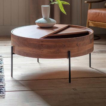 Keisha Coffee Table | Temple & Webster Wood Coffe Table, Unusual Coffee Tables, Natural Coffee Table, Circular Coffee Table, X Coffee Table, Round Wood Coffee Table, Living Room Essentials, Round Storage, Wooden Storage