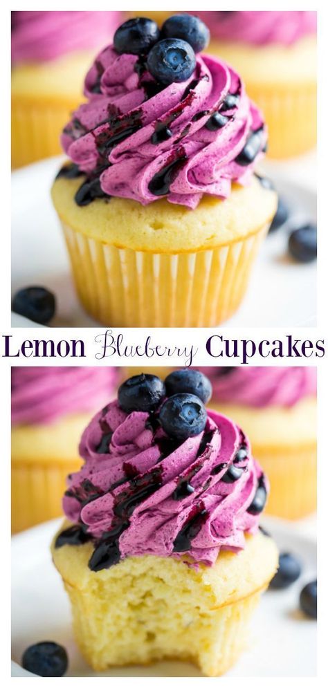 Blueberry Buttercream, Blueberry Frosting, Baker By Nature, Blueberry Cupcakes, Summer Baking, Lemon Cupcakes, Salty Cake, Delicious Cake, English Breakfast